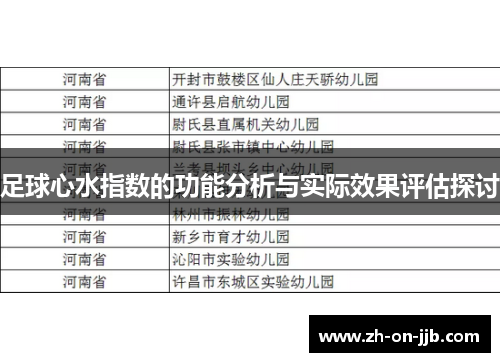 足球心水指数的功能分析与实际效果评估探讨