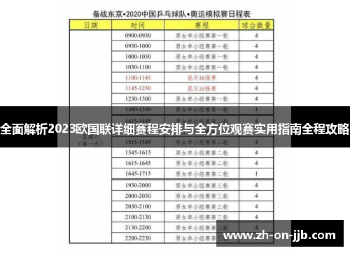 全面解析2023欧国联详细赛程安排与全方位观赛实用指南全程攻略